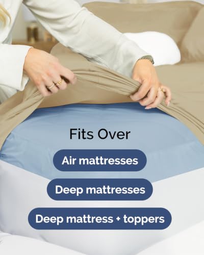 Image of CGK Linens 2 Pack Extra Deep Cal King Fitted Sheets - Beige