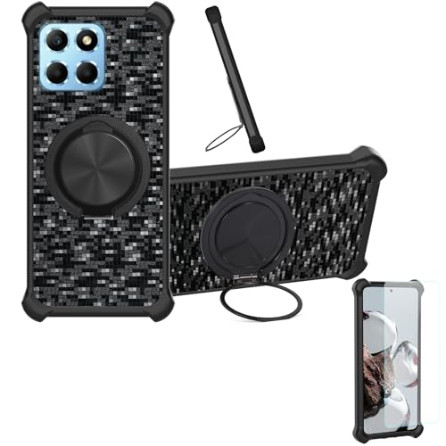 �Ή� Honor X6s �P�[�X Phone Case [1�� 9H+�d�x���� �K���X�t�B����][360°��]���X�^���h�A�}�O�l�b�g��]CX-11-HEI