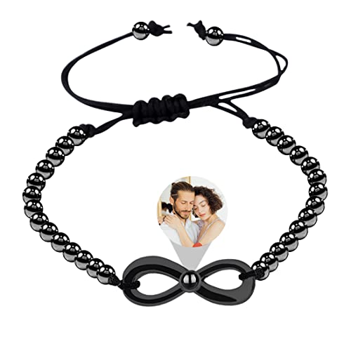 Benutzerdefinierte Infinity-Armbänder mit Bild im Inneren, benutzerdefinierte Projektionsarmbänder mit Fotos, Bildarmband, personalisiertes Foto, Jahrestags-Geburtstagsgeschenke Familie/Paar Cover