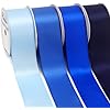 Amazon.com: Ribbli Blue Satin Ribbon 1-1/2 Inch x 4 Rolls Total 40 Yards- Baby Blue/Royal Blue ...
