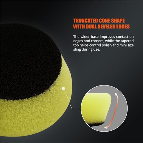 Image of SPTA Yellow T80 Mini High-Cut Foam Polishing Pad Sets, 5Pcs 1.3inch /32mm Sponge Polishing Buffing Pads, Car Foam Detail Polishing Pad Kit for Car Detail Polishing, Small Area Polishing -FPTSS1Y