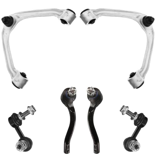 Image of Detroit Axle - AWD 6pc Front End Suspension Kit for INFINITI G25 G35 G37 Q40, 2 Upper Control Arms w /Ball Joint 2 Outer Tie Rod Ends 2 Sway Bar Links Replacement