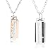 Produktbild ORDO Diamonds® Set aus 316L Stahl Halsketten, Silber und Kupfer Kombination, Inschrift, klare Zirkone, rechteckige Form, 316L Stahl, geschnitten, flache Anhänger