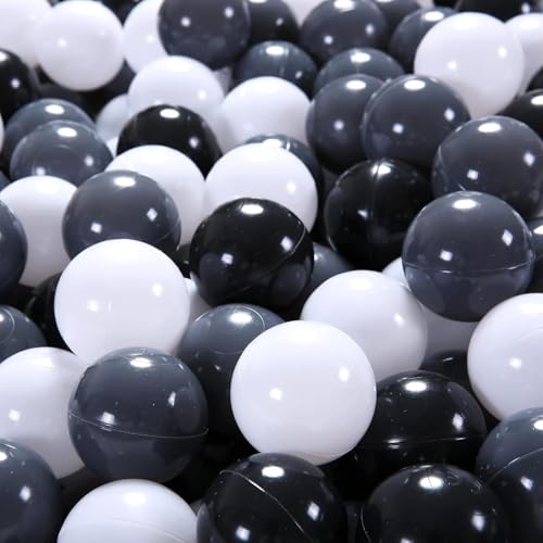 Beauenty Ball Pit Balls for Toddlers BPA Free Crush Proof Plastic Toy Balls for Ball Pit Childrens Pool Water Toys Macaron Round Star Shape Ocean Balls for Play Tent 2.15 Inch Pack of 100(Black)