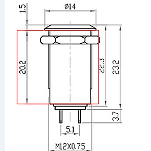Jacobsparts Momentary Pushbutton Starter Switch Circular Metal Silver With Blue Power Symbol Led Fits 1/2" (12Mm) Diameter Panel Cutout Hole #TOP5