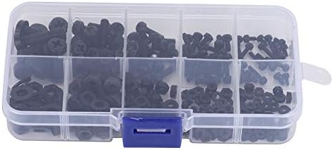 DERCLIVE 270PCS M2/M2.5/M3/M4/M5 Nylon Hex Spacer Standoff Socket Head Cap Bolts Screw Nuts Plastic Washer Assortment Kit with Fasteners Hardware Screw Storage Box,Black
