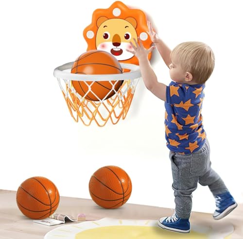 Indoor Mini Basketball Hoop for Toddlers Kids Boys Age 1-3-5 Bedroom Adjustable Height Space-Saving Christmas Birthday Gifts Toy for Boys 4-6 Toddler Toys Age 2-4 orange (Small/No Scoring)