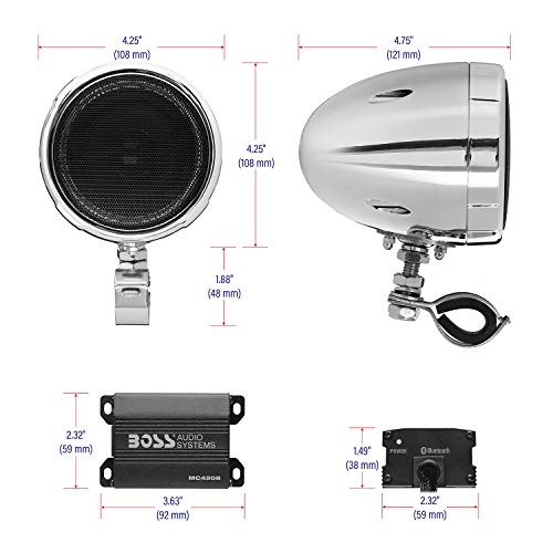Boss Audio Systems MC420B 3 Inch Motorcycle Speakers And Amplifier Audio Sound System thumb #3