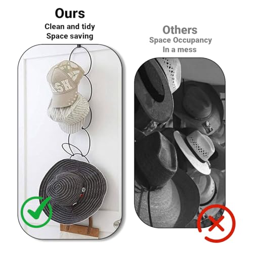 Zyren 10 Stück Cap Halter Tür Hut Racks, Hängende Einstellbare Huthalter, Cap Halter Tür Hut Racks mit Haken, Mützen Aufbewahrung Schwarz, Kappenhalter tür für Schals Handtaschen Handtücher Kleidung