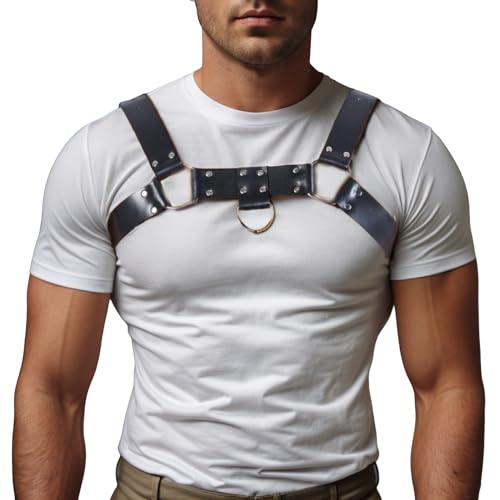 Men's Faux Leather Body Chest Harness Belt Shoulder Straps for Party Club Cosplay