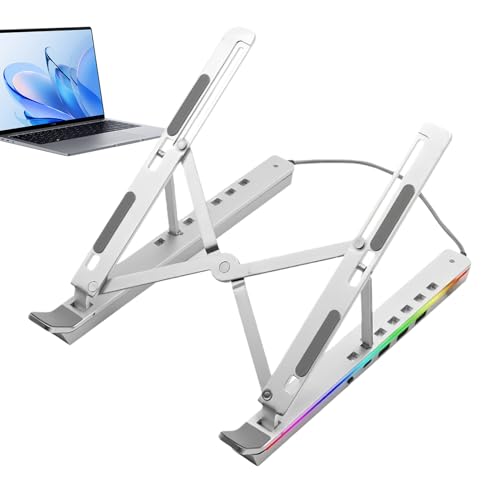 Soporte Base para Portátil con Docking Station,Sujetador Plegable para Tablet con Enfriamiento y USB,Soporte para Portátil con RGB y Docking Station - Para Trabajo Oficina Hogar Escritorio Ordenador M