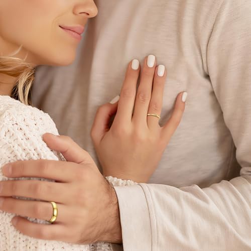 Vakki Gold Tungsten Wedding Bands for Men Women 2/4/6/8mm 14k Gold Plated Slim Stacking Stackable Engagement Promise Rings Domed High Polished Finish Comfort Fit size 5-124