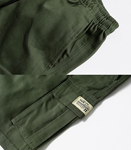 Tlaenson Boys Cargo Shorts Kids Drawstring Elastic Waist School Summer Bermuda Shorts Army Green 6-7 Years/Size 130 #TOP3