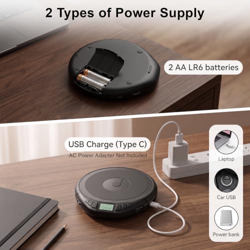 Image of Gueray CD Player Portable with Earphones, CD Discman AUX Cable for Car Home