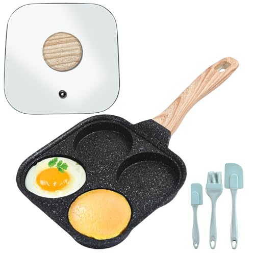 Nizirioo Sartén para Huevos 4 Agujeros con Tapa, 37 cm x 19 cm