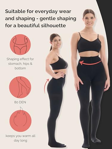 Women High Waisted tummy control shaping pantyhose tights 80 Denier Opaque Support Shapewear 1000-TS2