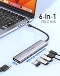 LENTION 6-in-1 USB C 3.0 Le centre, 4K HDMI, 100W PD, 4-Port USB Un transfert de données USB 3.0 hub Idéal pour le travail & Étude, conducteur stable 3.0 Certifié, compatible avec macOS, iOS/iPadOS, Windows & ChromeOS