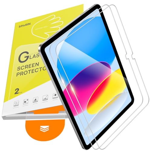 SPARIN Screen Protector for iPad A16 11 inch 11th/10th Generation 10.9 Inch (2025/2022), Tempered Glass with Auto Application Tray for iPad 11/10 Gen, Easy Installation, Case Friendly, 2 Pack