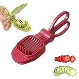 Fruit Slicer, Strawberry, Banana, Kiwi Cutter, Egg Slicer, for Fruit Sausages, Cucumbers, Mushroom Cutter, Rapid & Safe Slicing Kitchen Gadgets with Easy Cleanup (Red)
