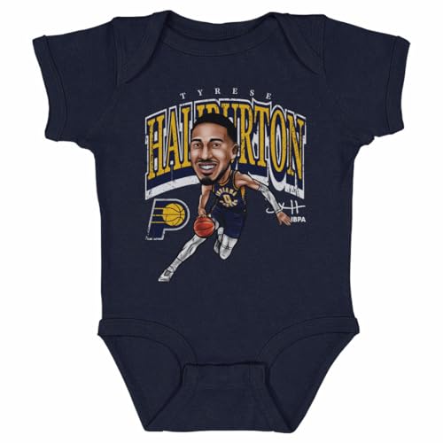 500 LEVEL Tyrese Haliburton Indiana Pacers Cartoon One-Piece Infant Bodysuit (Navy, 6M)