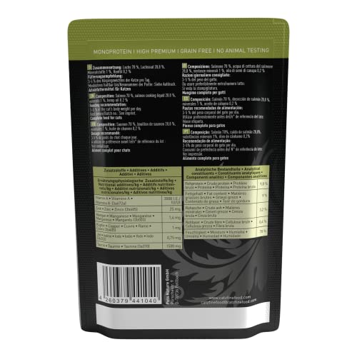 catz finefood Purrrr Lachs Monoprotein Katzenfutter nass N° 105, für ernährungssensible Katzen, 16 x 80 g