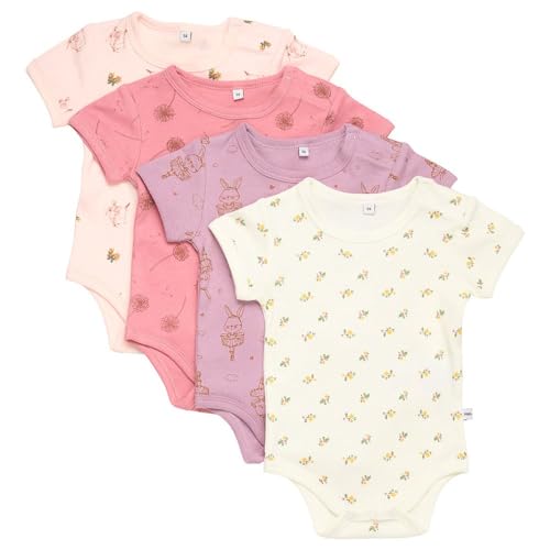 PIPPI Unisex Baby Body SS AO-printed (4-pack) Formender Body, Quail, 92