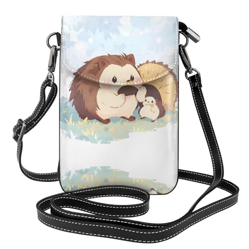 Sac téléphone portable en cuir pour le camping et le shopping avec hérisson