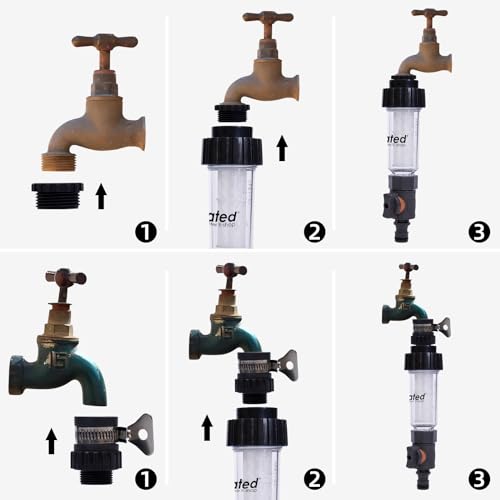 Wasserfilter Gartenschlauch Befüllfilter Set mit 2 Filtereinsatz, Regulierventil und 2 Schnelladapter als Befüllfilter für Hochdruckreiniger,Wohnmobil,Caravan, Boot,Gartenpumpe, Gartenbewässerung