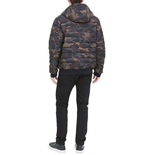 Image of DKNY Men's Quilted Performance Hooded Bomber Jacket