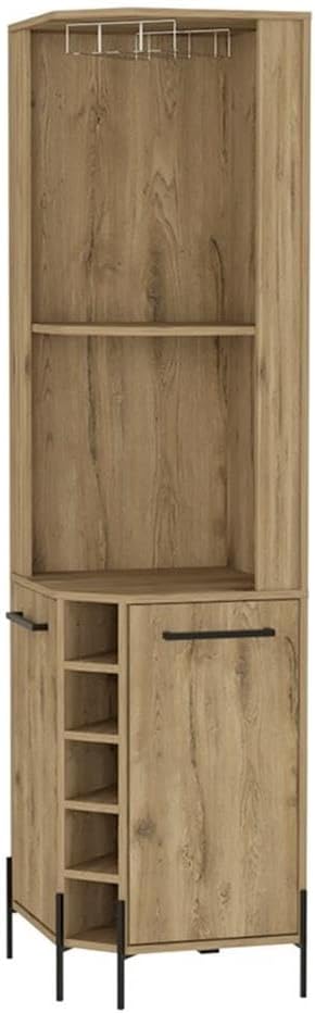 Tuhome FM Furniture Reese Corner Bar Cabinet, Two Shelves, Double Door Cabinet, Five Built-in Wine Rack, Four Interior Shelves