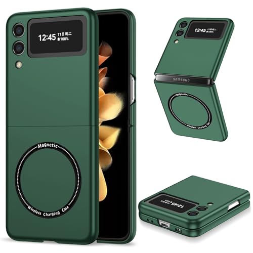 F.QYNing Magnetic Folding Case for Samsung Galaxy Z Flip 3,Shockproof Phone Case, Protection Protective Shell Cover for Samsung Galaxy Z Flip 3 5G (Green)