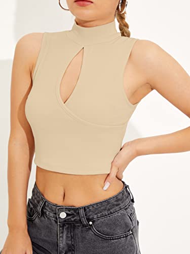 Image of Shasmi Women's & Girl's Black and Maroon Solid Ribbed High Neck Stand Collar Sleeveless Slim Fit Cut Out Tank Tops (Top 43)