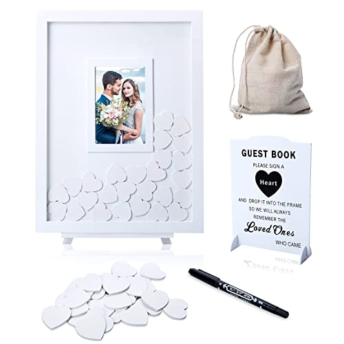 Othran Wedding Guest Book, Wedding Guest Book Alternative with Wooden Hearts, Guest Book Wedding Reception Wedding Book for Guests for Wedding Anniversary Baby Shower Birthday Party