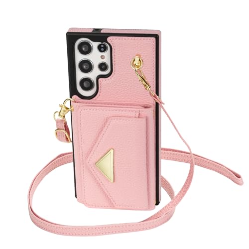 Étui portefeuille Samsung S26 Plus rose, protection cuir avec sangle - 2