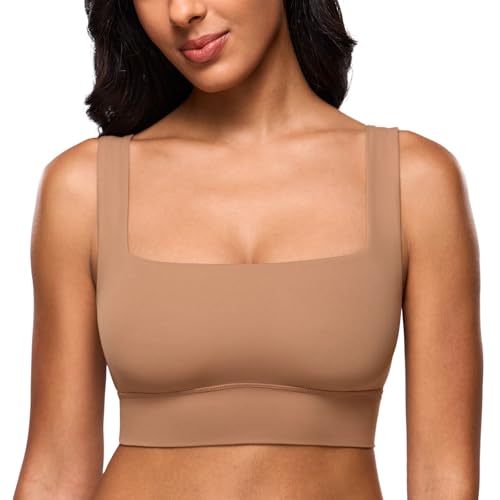 Image of INLYRIC Women's Inbarely Outwear Longline Square Neck Bralette Supportive Unlined No Underwire Yoga Sports Bra