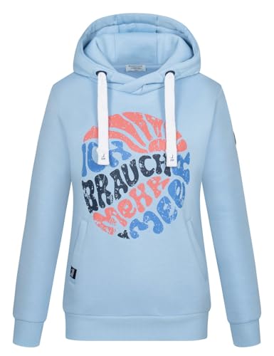 Eight 2 Nine Damen Hoodie Ich brauch mehr Meer LETN-090 Hoody Statement Maritim Light Blue S