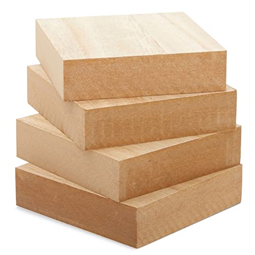 Unfinished Mdf Wood Blocks For Crafts, 1 In Thick Wooden Square Blocks (4X4 In, 4 Pack) #TOP6