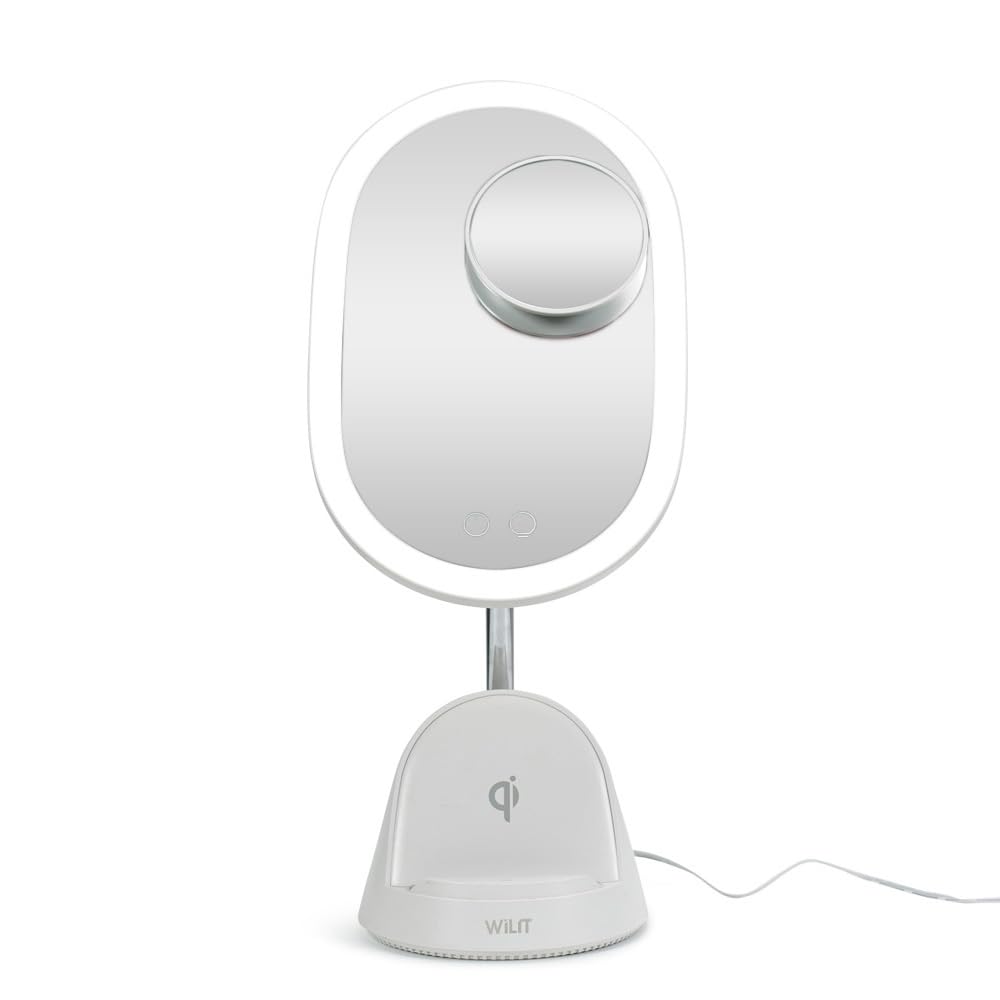 Valuelights Unisex White Led Make Up Mirror With Wireless Phone Charging In