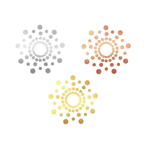 Image of Bijoux Indiscrets Mimi Metallic Temporary Tattoos - 6 Body Tattoos in Silver, Gold & Copper - Breast, Cleavage, Belly & Back Decals - Easy to Apply, Summer Festival Body Art