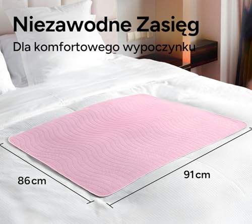 WhyWorry Zmywalne Podkładka na Nietrzymanie Moczu dla Dorosłych, 86 x 91 cm Wodoszczelna Maty do Moczenia Łóżko, Ochraniacze na Łóżko Wielokrotnego Użytku na Inkontynencję, Różowy, 4 Sztuk