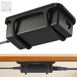 1 Pack Silicone Laptop Charger Holder with Adhesive Promoter Under Desk Universal Power Adapter Holder with Ventilated Design for Home and Office
