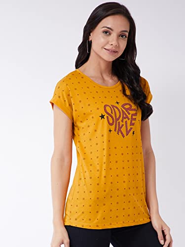 Image of Modeve Women Printed Cotton Blend Half Sleeve Round Neck T-Shirt for Summer
