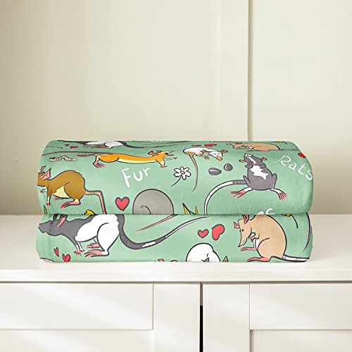 Rat Throw Blanket For Kids Boys Girls,Kawaii Rodents Fleece Blanket All Season,Cute Cartoon Mouse Bed Blanket 40X50 Lightweight,Red Love Heart Animal Plush Blanket Sofa Bed Couch Decor #TOP3