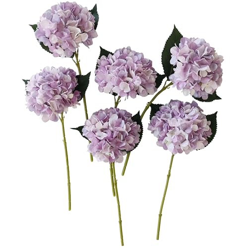 ARTIFIPLANT Light Purple Hydrangea Artificial Flowers,10 Pcs Faux Light Purple Hydrangea Flowers,Artificial Hydrangeas Flowers with Stems,Fake Hydrangeas with Stems for Home Decor