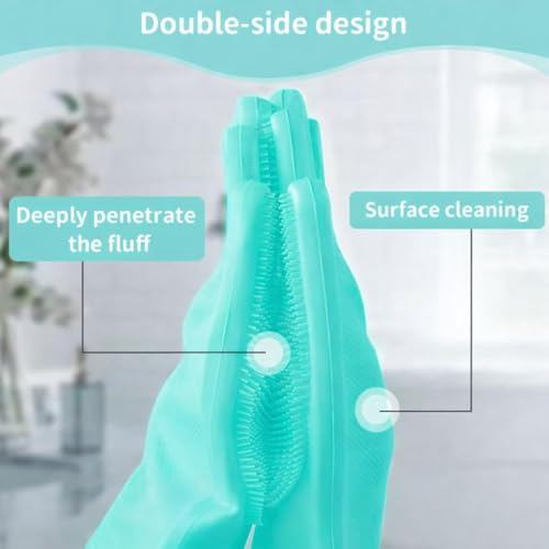 Image of Pet Glove, Grooming Tool, Furniture Pet Hair Remover Mitt (Bright Green)