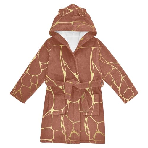 Bath Robe Girls Gold Marble Vintage Texture Hooded Robes