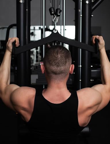 Image of LAT Pulldown Attachments - Mag Grips - Pull Down Bar - Cable Machine Rubber Coated Handles for Comfort and Grip(Pull Back Handle)