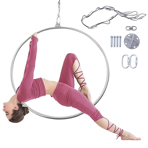 SEANESZTI Aerial Hoop, 90cm Lyra Hoop Aerial Rings Equipment for Erial Dancing Yoga Training Circus Props, Aerial Hoop Set Aerial Fitness with Aerial Rigging