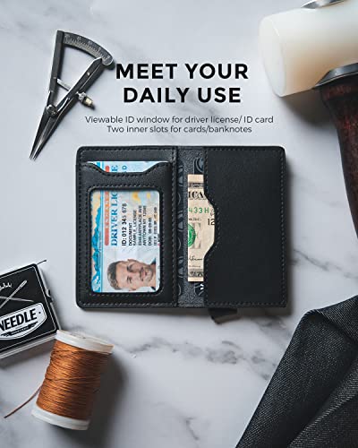 Image of VULKIT Pop up Wallet Credit Card Holder with Leather Slots RFID Blocking Metlal Bank Card Case for Men or Women(Black)