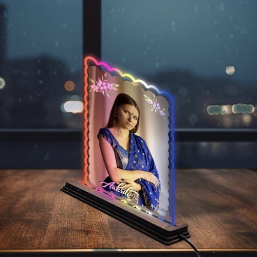 Image of Brown Cloud Personalized Name Photo LED Night Lamp Customized Gift for Men Women Husband Wife Girlfriend Boyfriend Birthday Marriage Anniversary Festivals Decoration(LED RBW NL AO 001)(D9)
